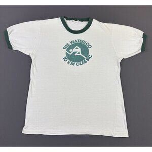 Rare Vintage 80s The Waterloo 10 KM Classic Run Ringer Promo Shirt Size Large